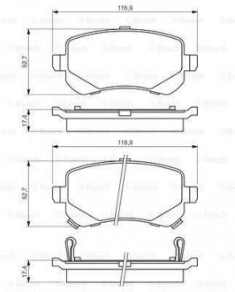 Комплект гальмівних колодок з 4 шт. дисків BOSCH 0986494496