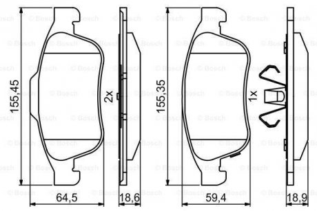 ГАЛЬМІВНІ КОЛОДКИ, ДИСКОВІ BOSCH 0986494826 (фото 1)