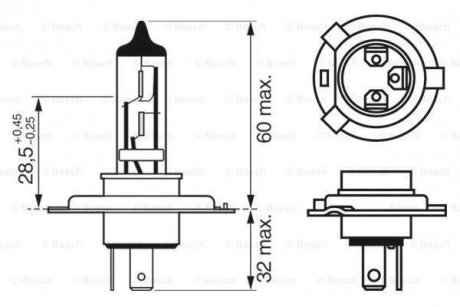 ЛАМПА H4 DAYTIME 12V W-V BOSCH 1987302048