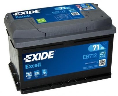 Акумулятор EXCELL 12V/71Ah/670A EXIDE EB712