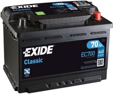 Акумулятор CLASSIC 12V/70Ah/640A EXIDE EC700 (фото 1)