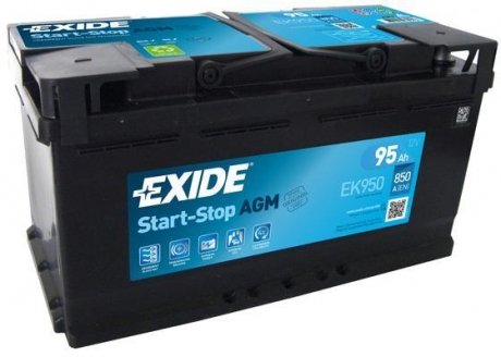 Акумулятор 12В 95Агод./850А START&STOP AGM (R+ en) 353x175x190 B13 (пусковий/agm) EXIDE EK950