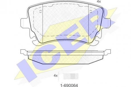 Комплект гальмівних колодок (дискових) ICER 181674204