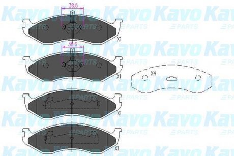 Гальмівні колодки, дискове гальмо (набір) PARTS KAVO KBP4016