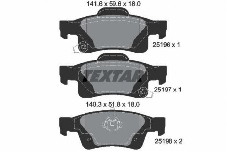 Комплект гальмівних колодок TEXTAR 2519601