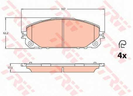 Комплект гальмівних колодок з 4 шт. дисків TRW GDB2094