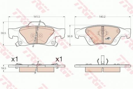 Комплект гальмівних колодок з 4 шт. дисків TRW GDB4448