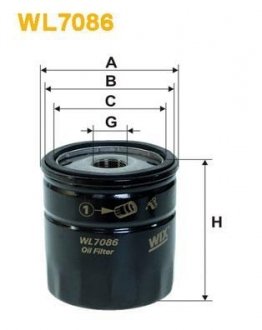 Фільтр оливи WIX FILTERS WL7086