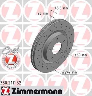 Диск гальмівний ZIMMERMANN 380211152